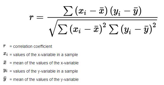 تعریف متغیرهای فرمول شباهت پیرسون